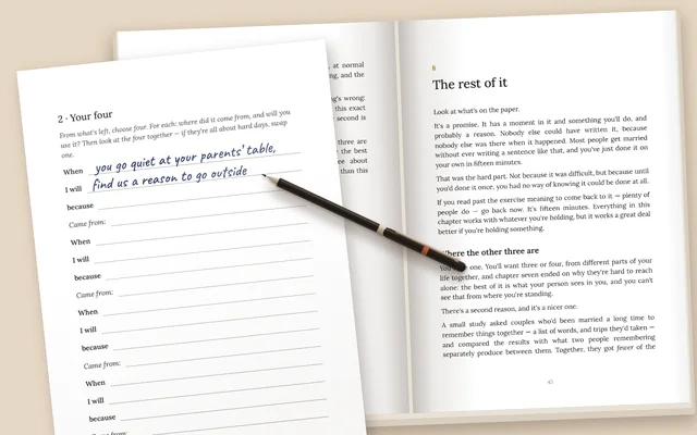Inside the book: a writing page (shown printed; the book is a PDF)