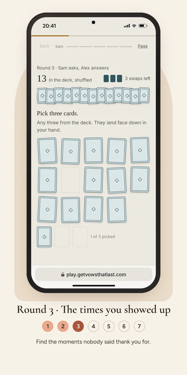 The game: round 3, picking three cards